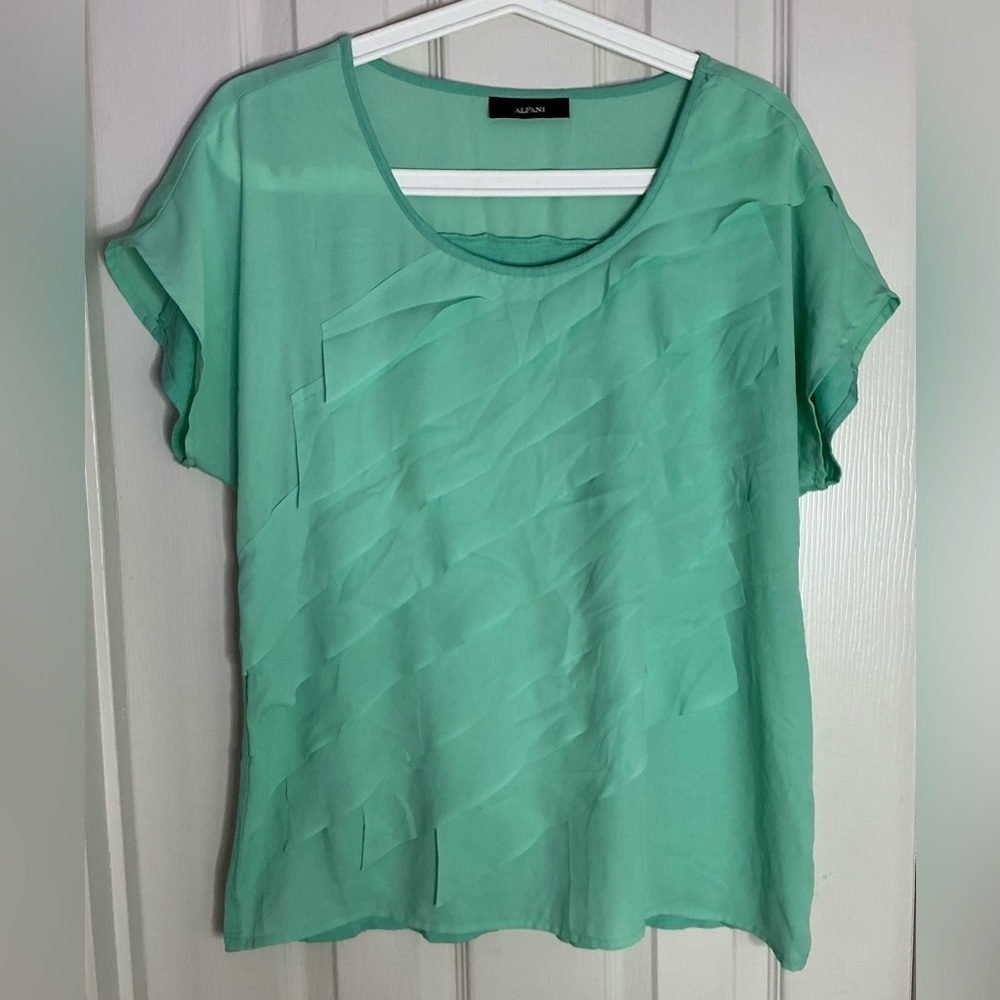 Alfani Green Ruffled Blouse